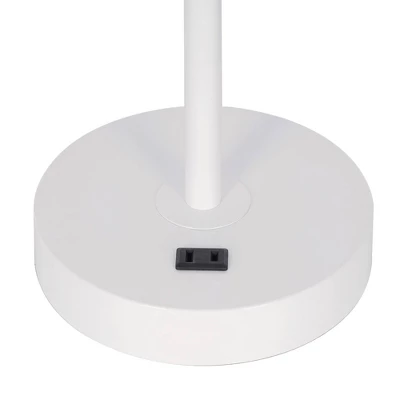 23" Mid-Century Antique Brass Adjustable Metal Table Lamp With Power Outlet Bulb White (Includes LED Light Bulb) - Cresswell Lighting 4 23" Mid-Century Antique Brass Adjustable Metal Table Lamp With Power Outlet Bulb White (Includes LED Light Bulb) - Cresswell Lighting - Image 2