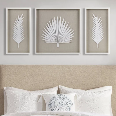 3pc Sabal Palm Rice Paper Framed Shadow Box Set Off White - Madison Park 13 3pc Sabal Palm Rice Paper Framed Shadow Box Set Off White - Madison Park - Image 11