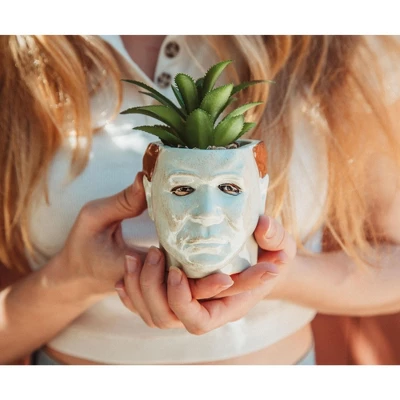 Silver Buffalo Halloween Michael Myers 3-Inch Ceramic Mini Planter With Artificial Succulent 4 Silver Buffalo Halloween Michael Myers 3-Inch Ceramic Mini Planter With Artificial Succulent - Image 2