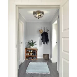 13" 2-Light LED Iron Darlene Rustic Farmhouse Flush Mount Brown - JONATHAN Y