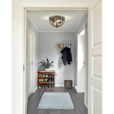 13" 2-Light LED Iron Darlene Rustic Farmhouse Flush Mount Brown - JONATHAN Y 3 13" 2-Light LED Iron Darlene Rustic Farmhouse Flush Mount Brown - JONATHAN Y