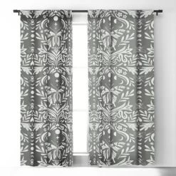 Emanuela Carratoni Ultimate Gray Damask 64" X 50" Single Panel Room Darkening Window Curtain - Deny Designs