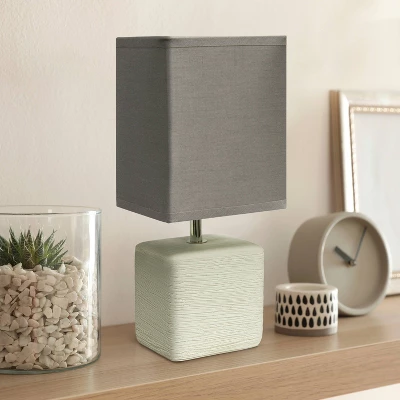 Petite Faux Stone Table Lamp With Fabric Shade - Simple Designs 4 Petite Faux Stone Table Lamp With Fabric Shade - Simple Designs - Image 2