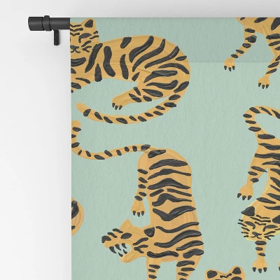 Cat Coquillette Tiger Collection Mint Orange 84" X 50" Single Panel Blackout Window Curtain - Deny Designs 5 Cat Coquillette Tiger Collection Mint Orange 84" X 50" Single Panel Blackout Window Curtain - Deny Designs - Image 3