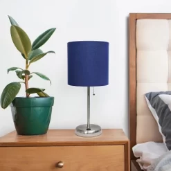 19.5" Bedside USB Port Feature Metal Table Desk Lamp Brushed Steel With Navy Fabric Shade - Creekwood Home 14 19.5" Bedside USB Port Feature Metal Table Desk Lamp Brushed Steel With Navy Fabric Shade - Creekwood Home -Fashion Home Decor Store GUEST 55d060df ba89 419d b62f 4fa4181daf16