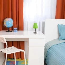 10.5" Petite Metal Stick Bedside Table Desk Lamp In Sand Nickel With Fabric Shade Green - Creekwood Home -Fashion Home Decor Store GUEST 5635a17c 8930 43fe 9d7f b73f6a12a28c