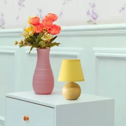 8.66" Petite Ceramic Orb Base Bedside Table Desk Lamp With Matching Tapered Drum Fabric Shade Yellow - Creekwood Home 16 8.66" Petite Ceramic Orb Base Bedside Table Desk Lamp With Matching Tapered Drum Fabric Shade Yellow - Creekwood Home -Fashion Home Decor Store GUEST 586f3153 9cae 4f50 8611 7481b4d21e89