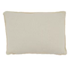 Saro Lifestyle Pom Pom Applique Decorative Pillow Cover, Ivory, 12"x18"