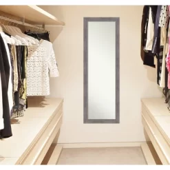 18" X 52" Pinstripe Plank Framed On The Door Mirror Gray - Amanti Art -Fashion Home Decor Store GUEST 599f8e61 92b3 46d6 911b 871094432d0b