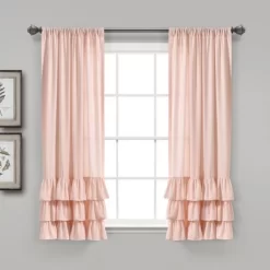 Home Boutique Allison Ruffle Window Curtain Panels Blush 40X63 Set