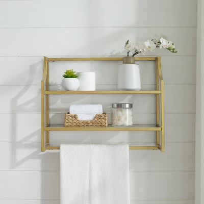 Aimee Wall Shelf Gold - Crosley 4 Aimee Wall Shelf Gold - Crosley - Image 2