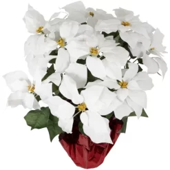 Northlight 22" White Artificial Christmas Poinsettia Flowers With Red Wrapped Base -Fashion Home Decor Store GUEST 5c84ffa6 5e85 4e74 aa26 6d246ab6dfc7