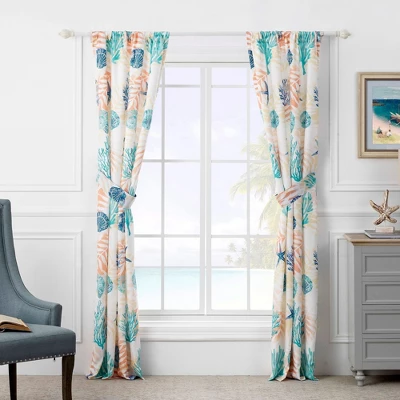 Montego Window Panel Blackout Curtain Pair 42" X 84" Aqua By Greenland Home Fashions 6 Montego Window Panel Blackout Curtain Pair 42" X 84" Aqua By Greenland Home Fashions - Image 4