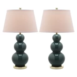 (Set Of 2) 28" Pamela Triple Gourd Ceramic Lamp Marine Blue (Includes CFL Light Bulb) - Safavieh -Fashion Home Decor Store GUEST 627cf649 ad91 4c52 9e26 547dd47d3138
