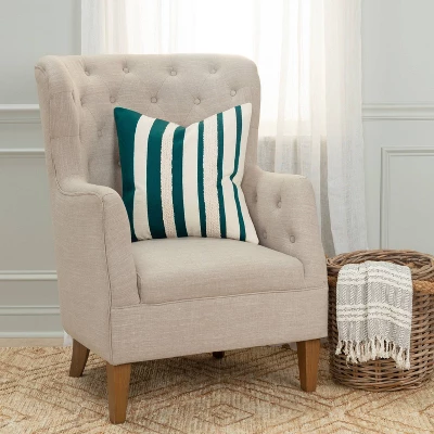 20"x20" Oversize Striped Square Throw Pillow Cover Teal - Rizzy Home 3 20"x20" Oversize Striped Square Throw Pillow Cover Teal - Rizzy Home