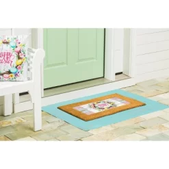 Evergreen Blue Wood Plank Layering Mat 42 X 26.5 Inches Indoor And Outdoor Decor