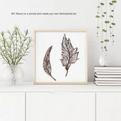 Wall Decor-Set Of Two Metal Feather Hanging Wall Art Laser Cut Contemporary Nature Sculpture For Living Room, Bedroom, Kitchen By Hastings Home -Fashion Home Decor Store GUEST 638fea3f 62df 4f4c 83a1 701146af421a