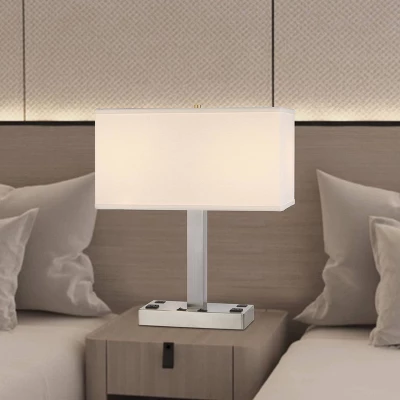 Contemporary Metal Desk Lamp With 2 Power Outlets And 2 USB Ports - Cal Lighting 3 Contemporary Metal Desk Lamp With 2 Power Outlets And 2 USB Ports - Cal Lighting