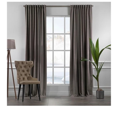 Towels Beyond Extra Long Room Darkening Faux Velvet Curtain Panels Set Of 2, Stone 4 Towels Beyond Extra Long Room Darkening Faux Velvet Curtain Panels Set Of 2, Stone - Image 2