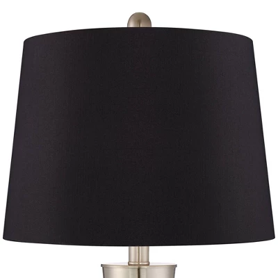 360 Lighting Geoff Modern Table Lamps 26" High Set Of 2 Brushed Nickel With USB Charging Port Black Faux Silk Drum Shade For Bedroom Living Room Desk 3 360 Lighting Geoff Modern Table Lamps 26" High Set Of 2 Brushed Nickel With USB Charging Port Black Faux Silk Drum Shade For Bedroom Living Room Desk