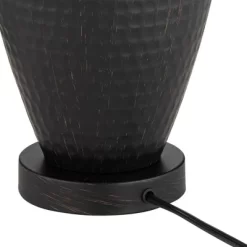 Regency Hill Auburn Rustic Farmhouse Table Lamp 25" High Bronze Hammered Natural Linen Empire Shade For Bedroom Living Room Bedside Nightstand Office -Fashion Home Decor Store GUEST 65aec3f5 d063 438d a71a c358e80375c9