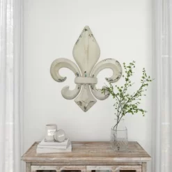 Metal Fleur De Lis Wall Decor With Distressing White - Olivia & May -Fashion Home Decor Store GUEST 665242b9 4344 485e 8b23 c82309e75906