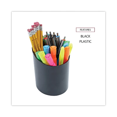 UNIVERSAL Recycled Big Pencil Cup Plastic 4 1/4 Dia. X 5 3/4 Black 08108 4 UNIVERSAL Recycled Big Pencil Cup Plastic 4 1/4 Dia. X 5 3/4 Black 08108 - Image 2