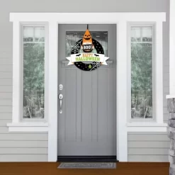 Big Dot Of Happiness Halloween Gnomes - Outdoor Spooky Fall Party Decor - Front Door Wreath