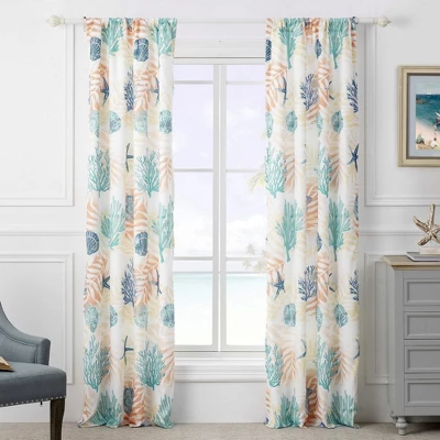 Montego Window Panel Blackout Curtain Pair 42" X 84" Aqua By Greenland Home Fashions 3 Montego Window Panel Blackout Curtain Pair 42" X 84" Aqua By Greenland Home Fashions
