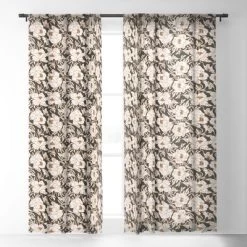 Holli Zollinger Indra Poppy Dark Single Panel Sheer Window Curtain - Deny Designs