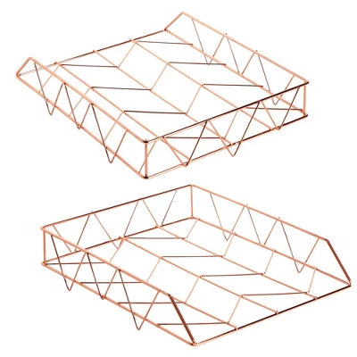 Paper Junkie 2 Pack Metal Rose Gold Desk Organizer, Paper, Letter, File And Document Holder, 10 X 12 In 9 Paper Junkie 2 Pack Metal Rose Gold Desk Organizer, Paper, Letter, File And Document Holder, 10 X 12 In - Image 7