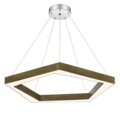 30.25" X 64" LED Integrated Metz Dimmable Polygon Pine Wood Pendant Brown - Cal Lighting