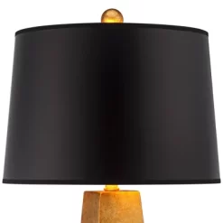 Possini Euro Design Obelisk Modern Table Lamp 26" High Gold Leaf Tapered Column Black Paper Drum Shade For Bedroom Living Room Bedside Nightstand Home -Fashion Home Decor Store GUEST 6a15fe11 8b36 4e38 b218 8dcbe976b42a