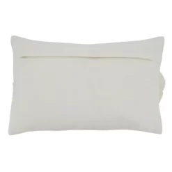 Saro Lifestyle Floral Appliqué Throw Pillow With Down Filling, Ivory, 14" X 23"