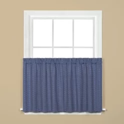 Hopscotch Collection Window Tiers & Valance In Denim Blue By Saturday Knight Ltd