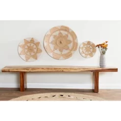 Set Of 3 Rattan Plate Woven Basket Wall Decors - Olivia & May