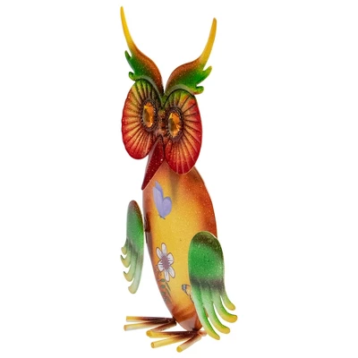 Northlight 11" Orange And Green Metal Owl Outdoor Decoration 5 Northlight 11" Orange And Green Metal Owl Outdoor Decoration - Image 3