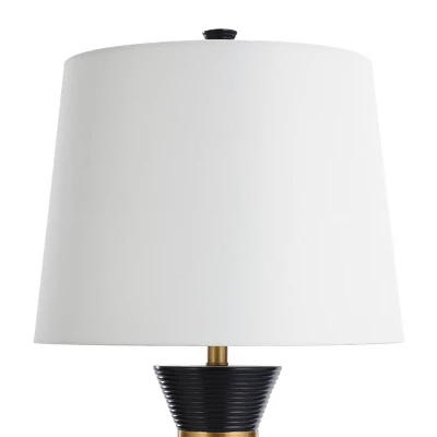 Logan Pear Shaped Sleek Table Lamp With Fabric Shade Black/White - StyleCraft 3 Logan Pear Shaped Sleek Table Lamp With Fabric Shade Black/White - StyleCraft