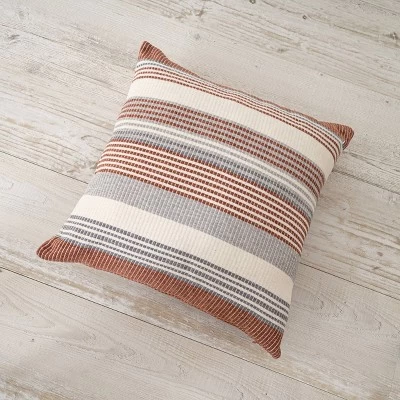 18"x18" Freja Striped Chenille Woven Square Throw Pillow - Evergrace 5 18"x18" Freja Striped Chenille Woven Square Throw Pillow - Evergrace - Image 3