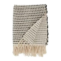 50"x60" Woven Warmth Textured Striped With Fringe Throw Blanket - Saro Lifestyle