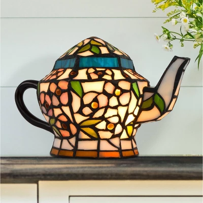 Teapot Lamp-Tiffany Style Stained Glass Light (Includes LED Light Bulb) 3 Teapot Lamp-Tiffany Style Stained Glass Light (Includes LED Light Bulb)