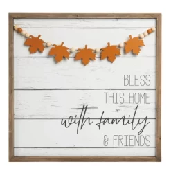 Transpac Wood 18.75 In. Multicolored Harvest Fall Blessings Slat Decor