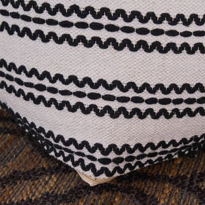 Chukar Contemporary Large Square Cotton Pouf Black/Natural - Christopher Knight Home 5 Chukar Contemporary Large Square Cotton Pouf Black/Natural - Christopher Knight Home - Image 3