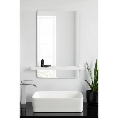 22" X 30" Fosset Frameless Mirror With Shelf White - Kate & Laurel All Things Decor 10 22" X 30" Fosset Frameless Mirror With Shelf White - Kate & Laurel All Things Decor - Image 8