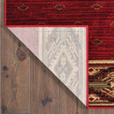 Weston Geometric Border Area Rug Red/Gold - Captiv8e Designs 4 Weston Geometric Border Area Rug Red/Gold - Captiv8e Designs - Image 2
