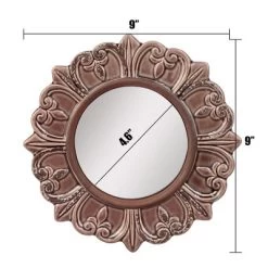Round Ceramic Hanging Wall Mirror Taupe - Stonebriar Collection