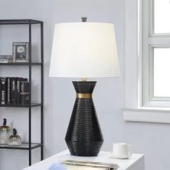 Logan Pear Shaped Sleek Table Lamp With Fabric Shade Black/White - StyleCraft 11 Logan Pear Shaped Sleek Table Lamp With Fabric Shade Black/White - StyleCraft -Fashion Home Decor Store GUEST 7956839c 2ed2 41b2 a2e0 793ab6b22f41