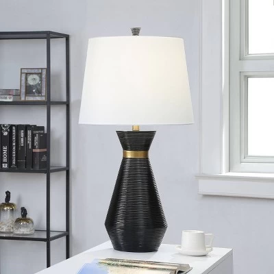 Logan Pear Shaped Sleek Table Lamp With Fabric Shade Black/White - StyleCraft 7 Logan Pear Shaped Sleek Table Lamp With Fabric Shade Black/White - StyleCraft - Image 5