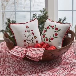 Park Designs Greenhow Tartan Embroidered Wreath Pillow - White