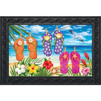 Briarwood Lane Hanging Flip Flops Summer Doormat Tropical Beach Island Indoor Outdoor 30" X 18" 3 Briarwood Lane Hanging Flip Flops Summer Doormat Tropical Beach Island Indoor Outdoor 30" X 18"